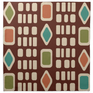 Retro Diamonds Rectangles Colorful 2 Cloth Napkin