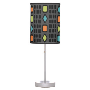 Retro Diamonds Rectangles Multicolored 1 Table Lamp