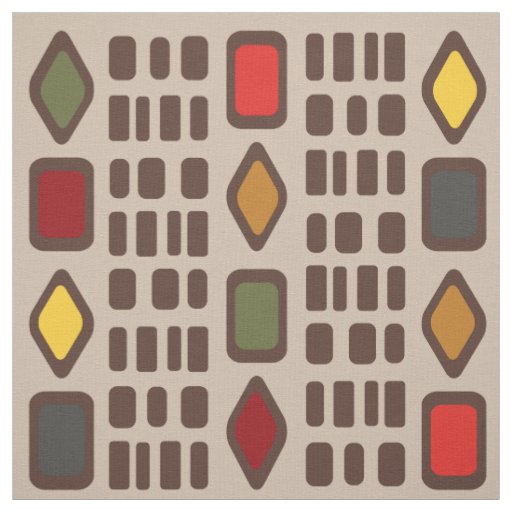 Retro Diamonds Rectangles Multicolored 3 Fabric