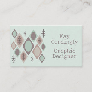 Retro Diamonds Stars Mint Chocolate Business Card