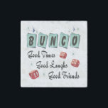 Retro Dice Player Friends Bunco Stone Magnet<br><div class="desc">Retro Bunco design with red dice.  Design includes 50's retro colors.  Good friends,  good times and good laughs makes a great prize or gift.</div>