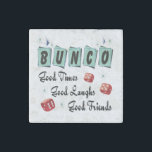 Retro Dice Player Friends Bunco Stone Magnet<br><div class="desc">Retro Bunco design with red dice.  Design includes 50's retro colors.  Good friends,  good times and good laughs makes a great prize or gift.</div>