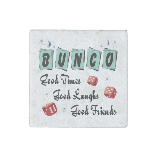 Retro Dice Player Friends Bunco Stone Magnet (Front)