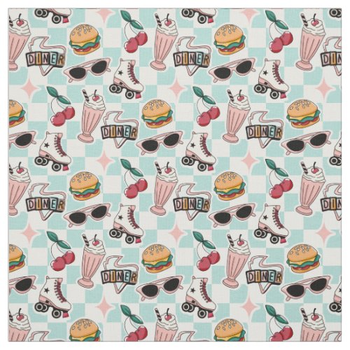 Retro Diner 1950s Pattern Fabric
