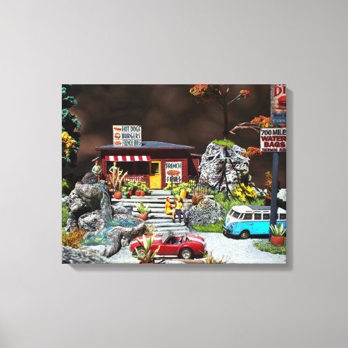 Retro Diner 50s roadside miniature diner diorama Canvas Print