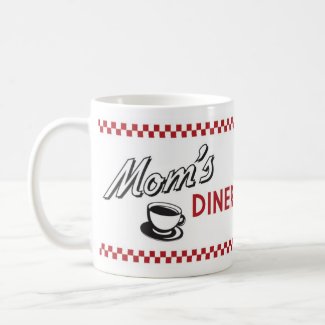 Retro Diner Coffee Mug - "Mom's Diner" Retro Design.