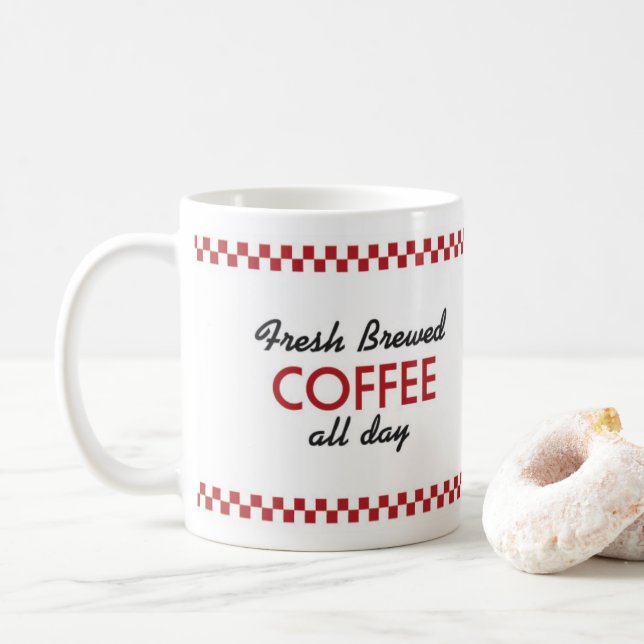 Retro Diner Coffee Mug - Retro Design Drinkware (With Donut)