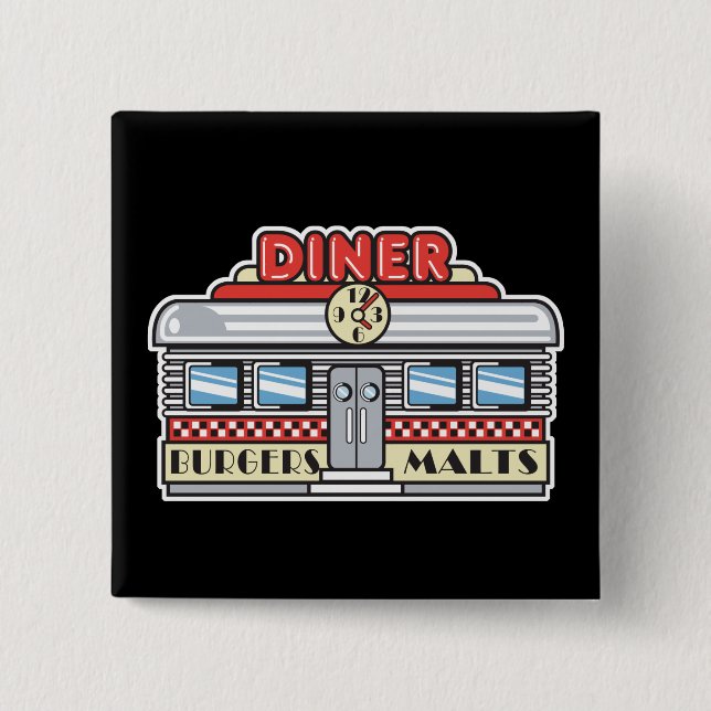 retro diner design button (Front)