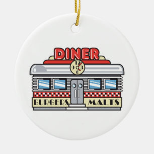 retro diner design ceramic ornament
