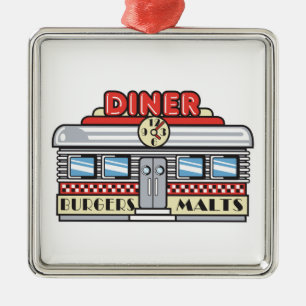 retro diner design metal ornament