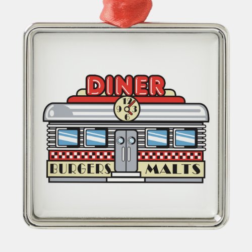 retro diner design metal ornament