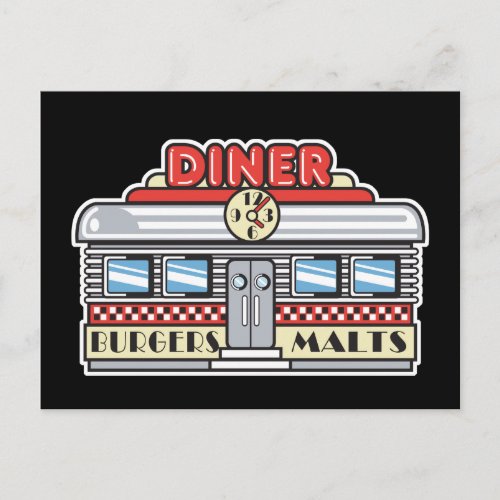 retro diner design postcard