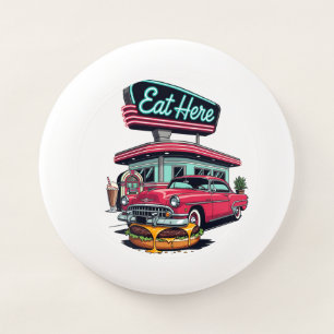 Retro Diner Eat Here Classic Car Burger T-Shirt Wham-O Frisbee