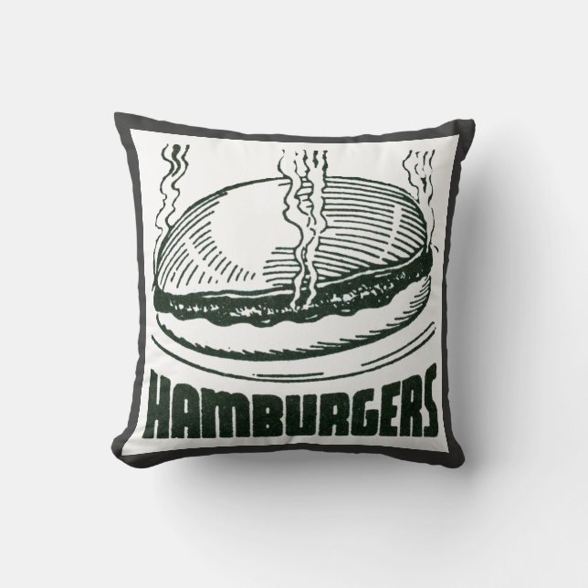 Retro Diner Hamburgers Throw Pillow (Front)