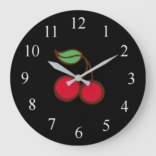 Retro Diner Kitchen Black Cherry Wall Clock