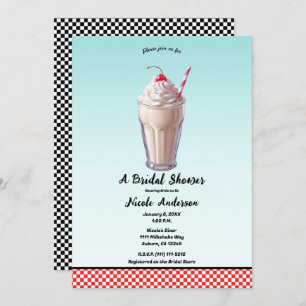 Retro Diner Milkshake Ice Cream Bridal Shower  Invitation