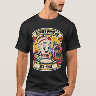 Retro Diner Milkshake Jukebox Emblem T-Shirt