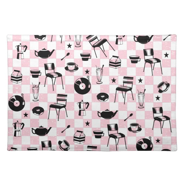 Retro Diner Pattern Cloth Placemat (Front)