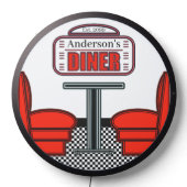 Retro Diner Red Diner LED Sign (Lights Off)