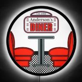 Retro Diner Red Diner LED Sign (Front)