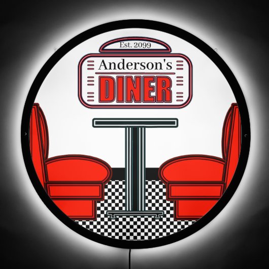 Retro Diner Red Diner LED Sign (Front)