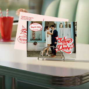 Retro Diner Save The Date Post Card