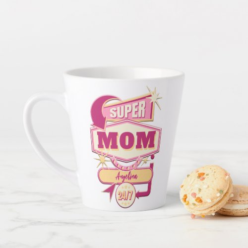 Retro Diner Sign Super Mom Latte Mug