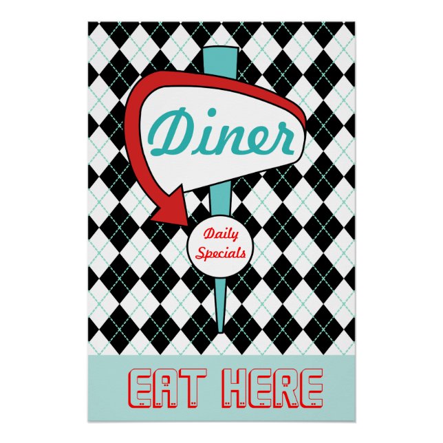 Retro Diner Sign Wall Art  (Front)