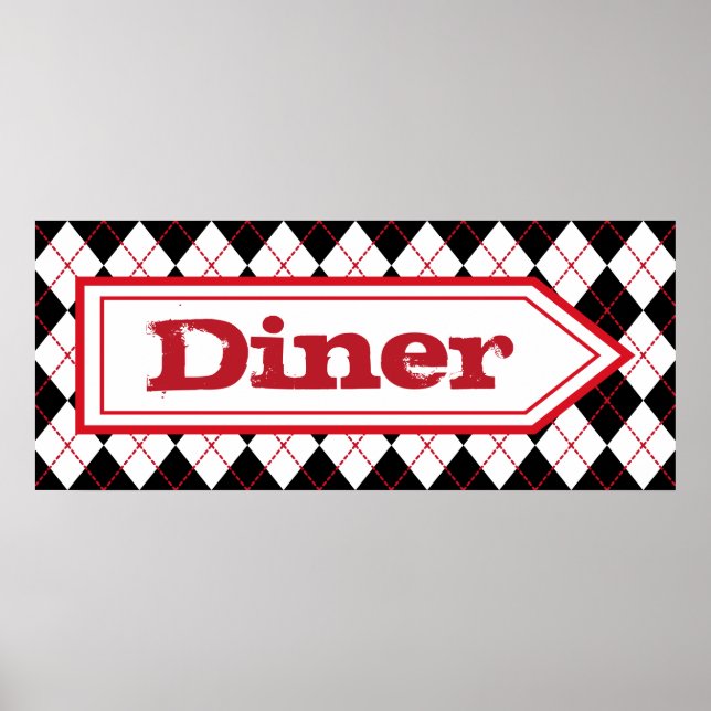 Retro Diner Sign Wall Art Poster  (Front)
