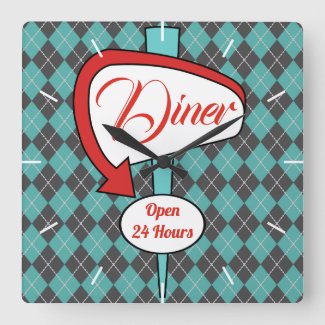 Retro Diner Sign Wall Clock Gift