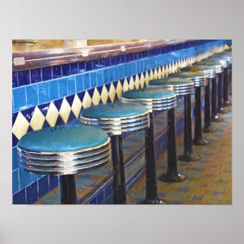 retro diner stools poster