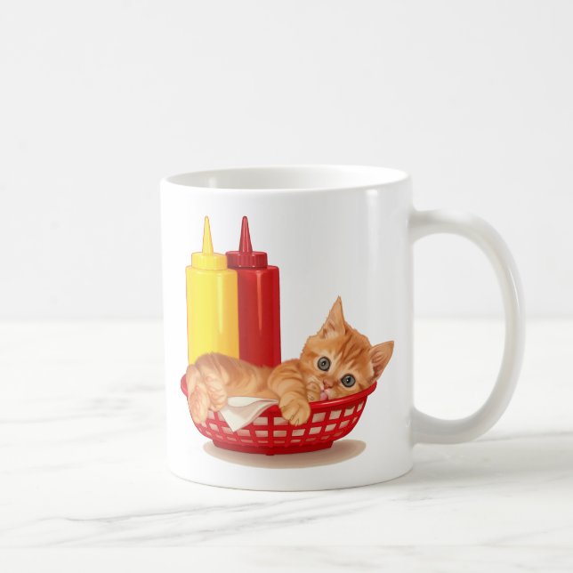 Retro diner style kitten coffee mug (Right)