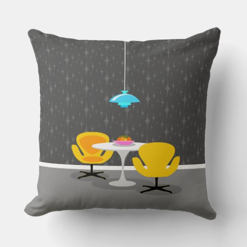 Retro Dining Room Throw Pillow