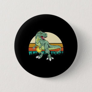 Retro Dino Dinosaur Golfer Gift T Rex Disc Golf  Button