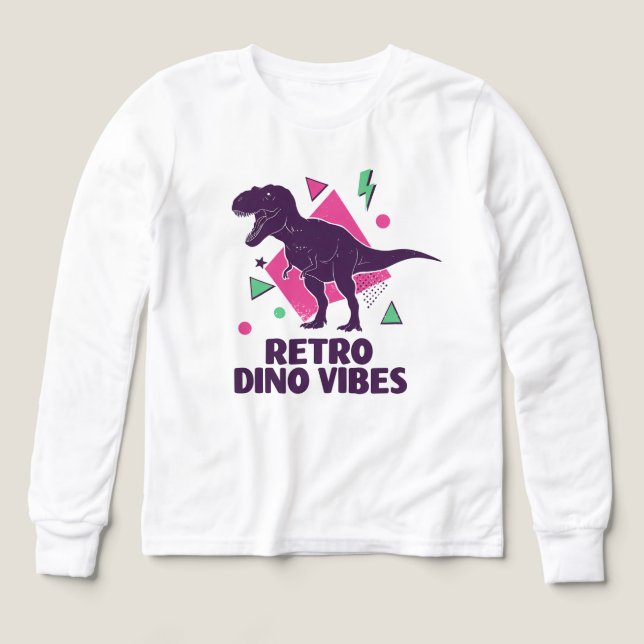 Retro Dino Vibes – 80s Style T-Rex Tri-Blend Shirts (Design Front)