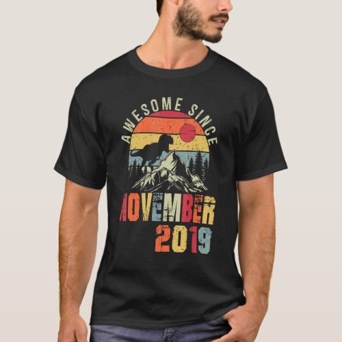 Retro Dinosaur 3rd Birthday 3 Years Awesome Novemb T_Shirt