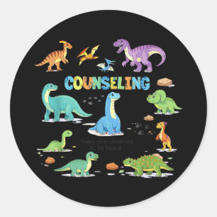Retro dinosaur counseling school counselor classic round sticker