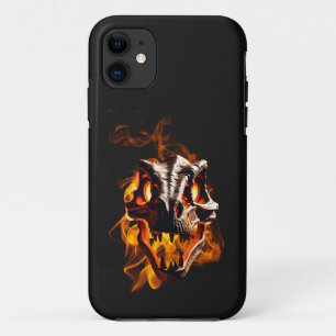 Retro Dinosaur Dead Burning Skull in Fire iPhone 11 Case