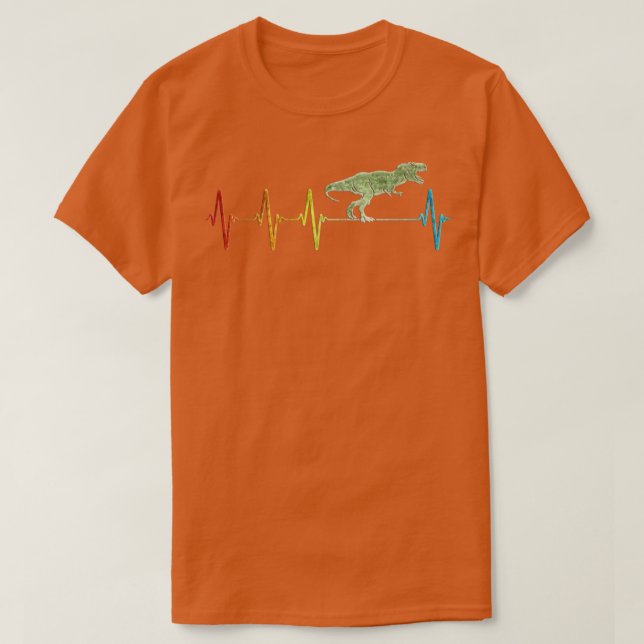 Retro Dinosaur Heartbeat Love EKG T Rex Lover T-Shirt (Design Front)