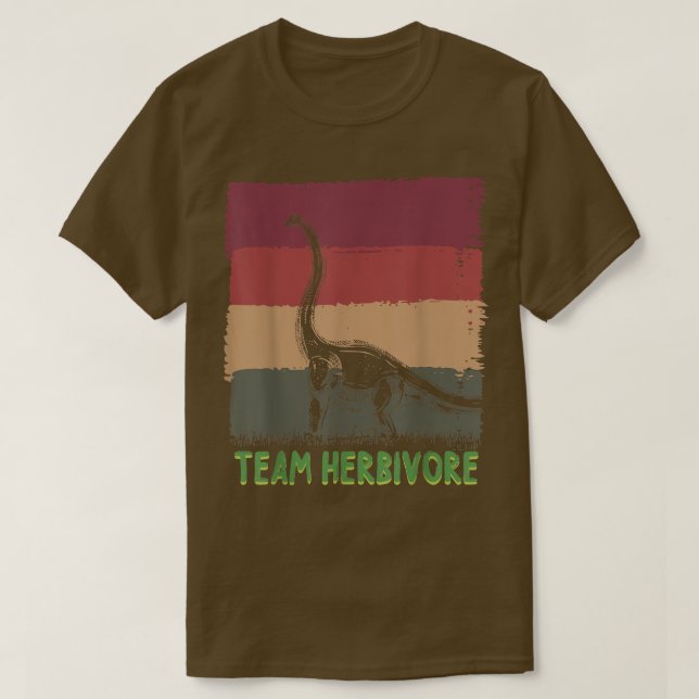 Retro Dinosaur Plant Based Herbivore Veggie Food V T-Shirt (Design Front)