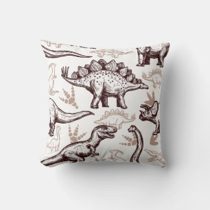 Retro Dinosaur Print Throw Pillow