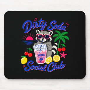 Retro dirty soda social club raccoon summer mouse pad