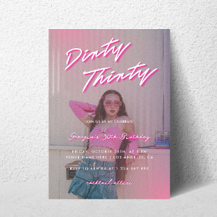 Retro Dirty Thirty Photo 30th Birthday Party Invitation