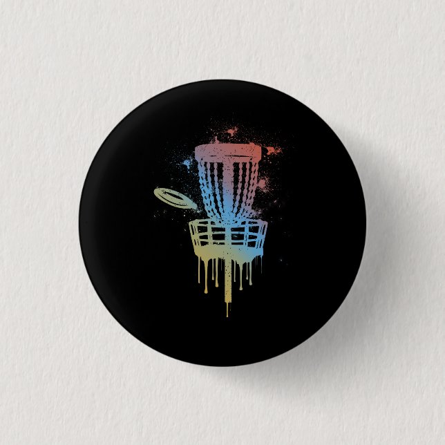 Retro Disc Golf Frolf Frisbee Golf Disc Golfing Pl Button (Front)