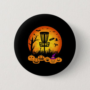 Retro Disc Golf Halloween Graveyard Scary Disc Gol Button