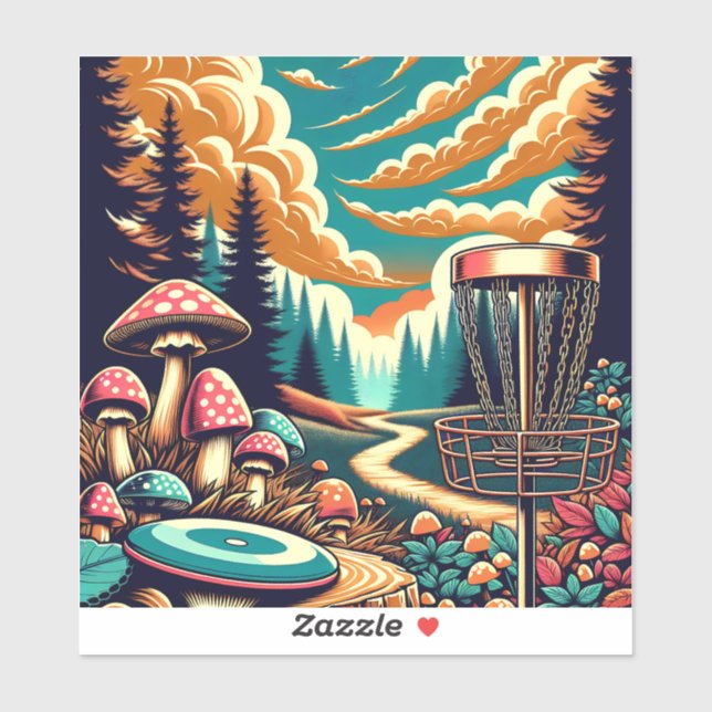 Retro Disc Golf Psychedelic Art Sticker (Sheet)