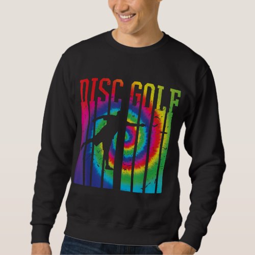 Retro Disc Golf Silhouette Vintage Tie Dye Frisbee Sweatshirt