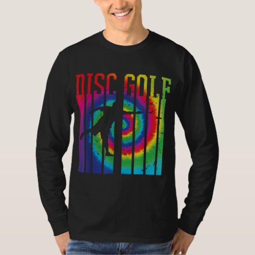 Retro Disc Golf Silhouette Vintage Tie Dye Frisbee T_Shirt