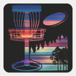 Retro Disc Golf Sport Square Sticker