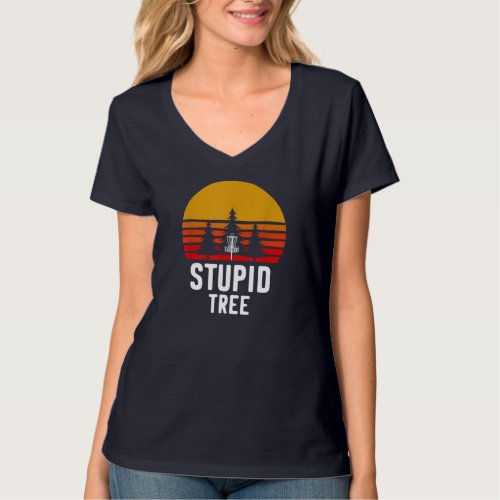 Retro Disc Golf Stupid Tree Funny Frisbee Golf Gif T_Shirt